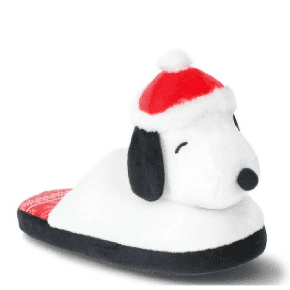 🆕 Boys Peanuts Snoopy Christmas Holiday Character 3D Scuff Slippers Size: 11/12